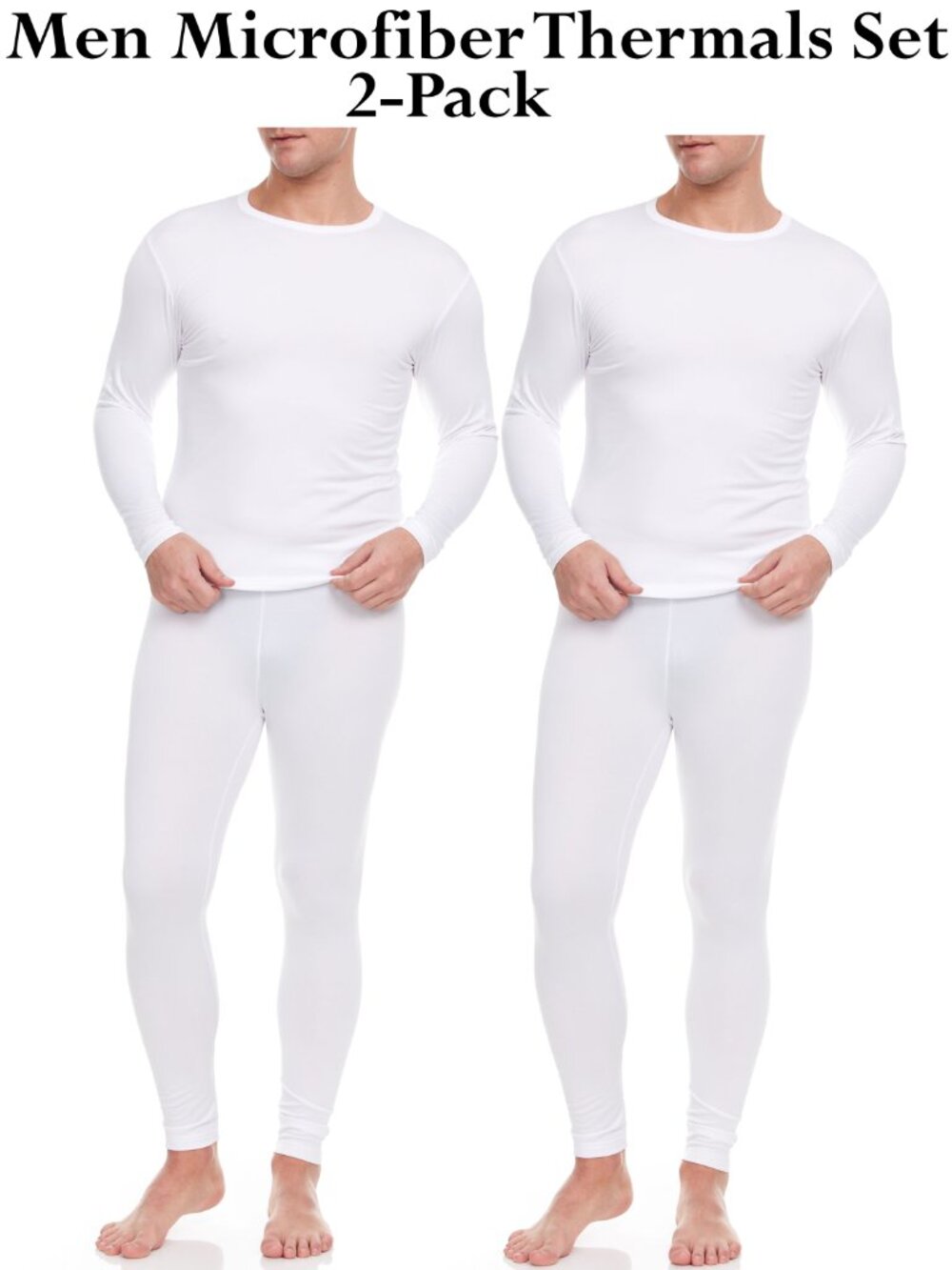 Men’s Microfiber Thermal Underwear Set 2 Pack Base Layer Long Johns Winter Warm